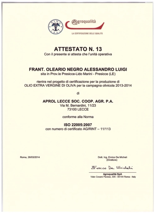 certifocazione negro